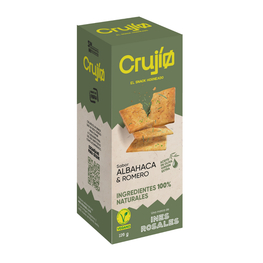 Crackers salados de Crujío de albahaca y romero.