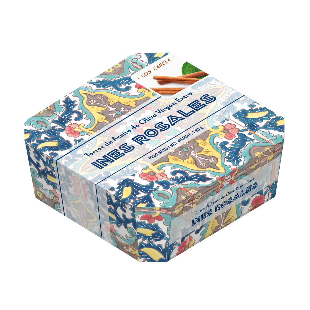 estuche azulejo con tortas de aceite con canela de Inés Rosales
