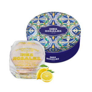 Lata azulejo con tortas de aceite con limon